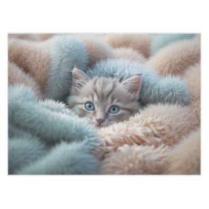 Flauschiges Kätzchen in einer weichen Decke