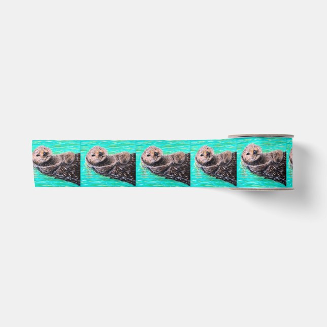Flauschiges Seeotter-Gemälde Satinband (Vorderseite)
