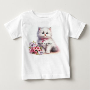Flauschiges weißes Kätzchen Du bist purr-fekt Baby T-shirt
