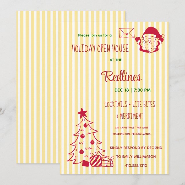 Flaveszierendes Holiday Open House Einladung (Vorne/Hinten)