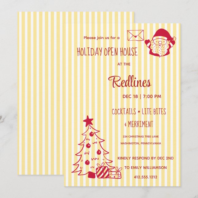 Flaveszierendes Holiday Open House Einladung (Vorne/Hinten)