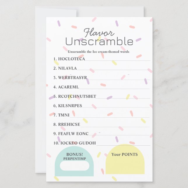 Flavor Frenzy Word Scramble Game (Vorderseite)