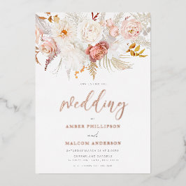 Flawless Rose Gold & Blush Floral Wedding Folieneinladung