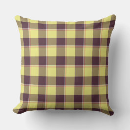 Flax and Livid Brown Plaid Yellow Rustic Kissen