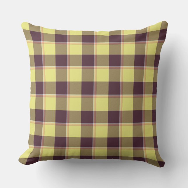 Flax and Livid Brown Plaid Yellow Rustic Kissen (Vorderseite)