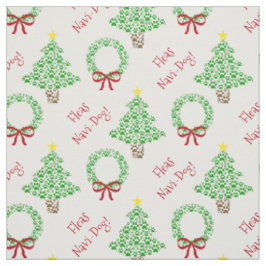 Fleas Navi-Dog Paw Print Christmas Trees & Wreath Stoff