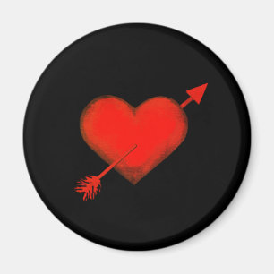 Flèche de Cupidon rouge sur aimant Bouton Noir