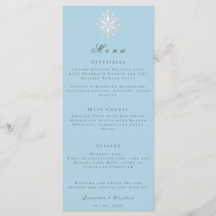 Flèche de neige minimaliste Menu Mariage bleu gl