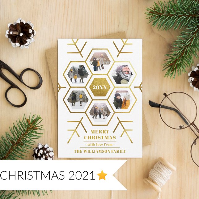 Flèche de neige moderne Gold Foil 6 Photo Carte de (Créateur téléchargé)