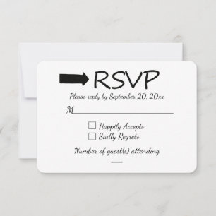Flèche RSVP Carte de réponse de mariage noir et bl