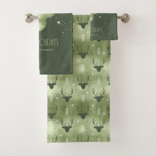 Flèches de bois de cerf motif de Noël vert ID861