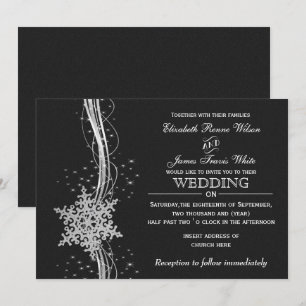 Flèches de neige en argent noir invitations de mar