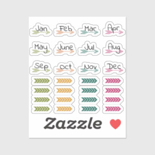 Flèches mensuelles Boho et Stickers Lecteur Washi