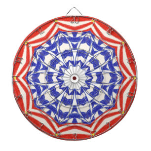 Fléchettes Cible de flechettes kaléidoscope bleu-blanc rouge