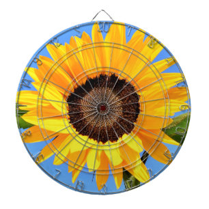 Fléchettes Tournesol jaune sur la Cible de flechettes Blue Sk