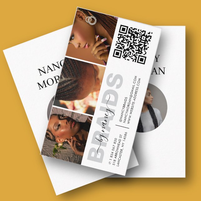 Flecht-Typografie-Foto-Collage-QR-Code Visitenkarte (Von Creator hochgeladen)