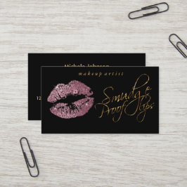 Fleck-Beweis-Lippen - rosa Rose und elegantes Gold Visitenkarte