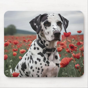 **"Flecken der Freude: Dalmatiner in einem roten M Mousepad