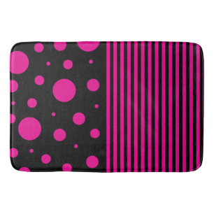 Flecken und Streifen in Magenta und Schwarz Badematte