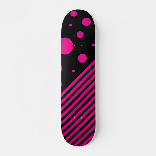 Flecken und Streifen in Magenta und Schwarz Skateboard (Vorne)
