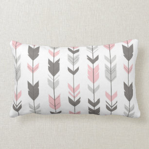 Fleckende Pfeile Pillow - rosa und grau auf weiß Lendenkissen