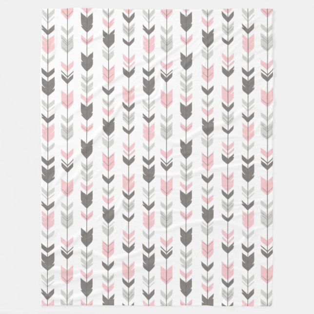 Fleckige Arrow Fleece Blanket - rosa/grau/weiß (Vorderseite)