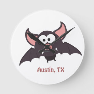 Fledermaus - Austin, Texas Runde Wanduhr