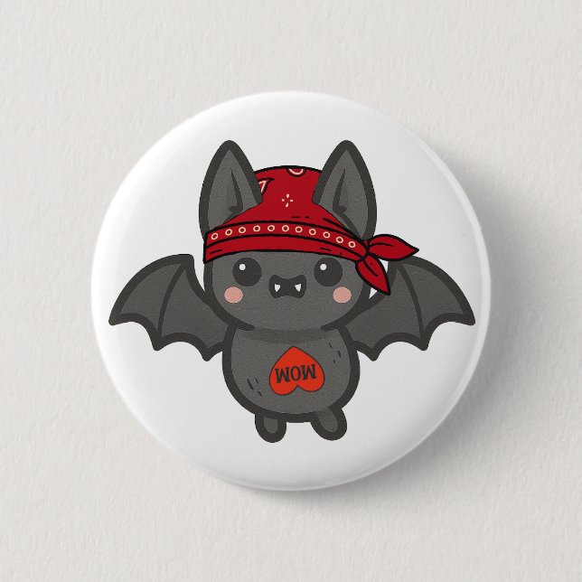 Fledermaus bis auf die Knochen Knopf Button (Vorderseite)