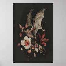 Fledermaus-Blumen-Wandkunst Druckbar Dunkle Gothic