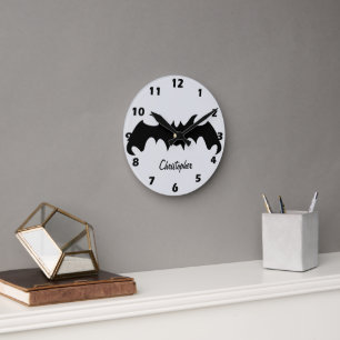 Fledermaus-Design personalisiert Runde Wanduhr