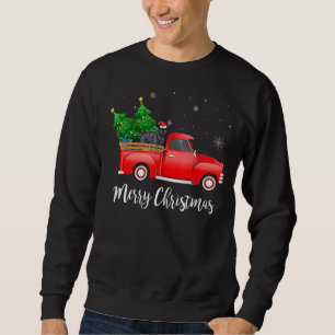 Fledermaus Dog Riding Red Truck Christma Sweatshirt