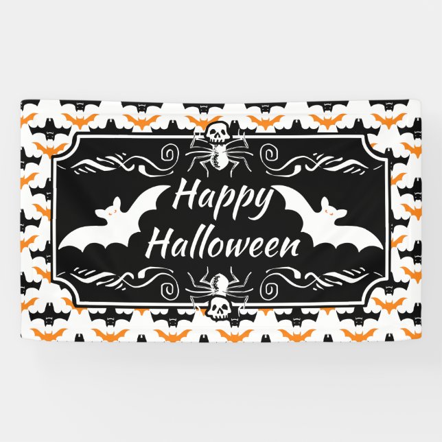 Fledermaus Halloween Muster Banner (Horizontal)