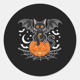 Fledermaus Halloween _ schwarze Katze Fledermaus F Runder Aufkleber