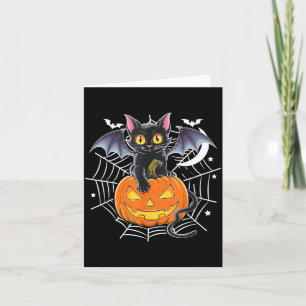 Fledermaus Halloween _ schwarze Katzenfledermaus F Karte