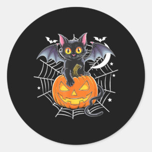Fledermaus Halloween _ schwarze Katzenfledermaus F Runder Aufkleber