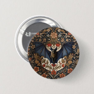 Fledermaus im Flug - Moderne William Morris Blumen Button