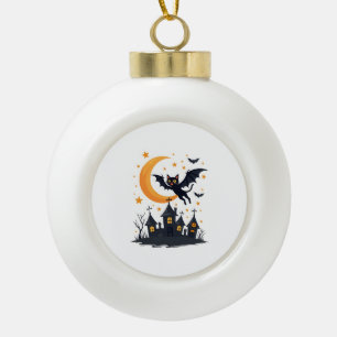 Fledermaus-Katze Flugpatrouille Keramik Kugel-Ornament