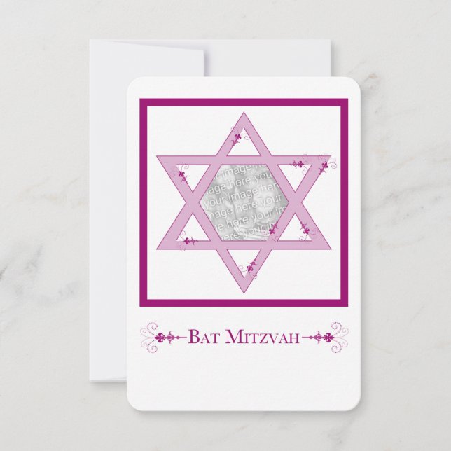 Fledermaus mitzvah (sternenvolles Foto einladen) Einladung (Vorderseite)