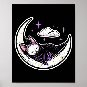 Fledermaus Mond gruselig süß kawaii Pastell Goth p Poster