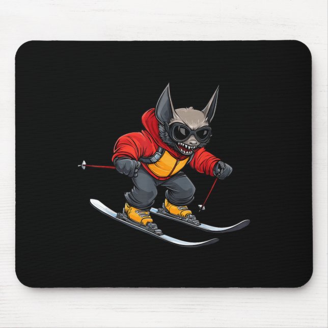 Fledermaus Skifahrer  Mousepad (Vorne)