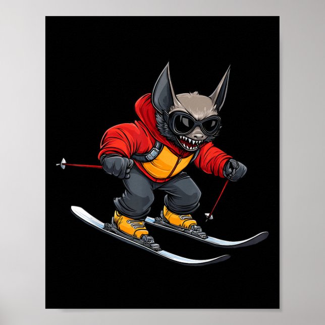 Fledermaus Skifahrer  Poster (Vorne)