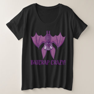 Fledermaus verrückte verrückte Cartoon-Fledermaus Große Größe T-Shirt