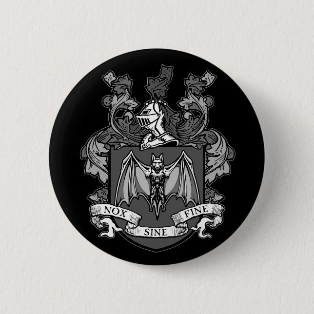 Fledermaus-Wappen Grau - Knopf Button (Vorderseite)