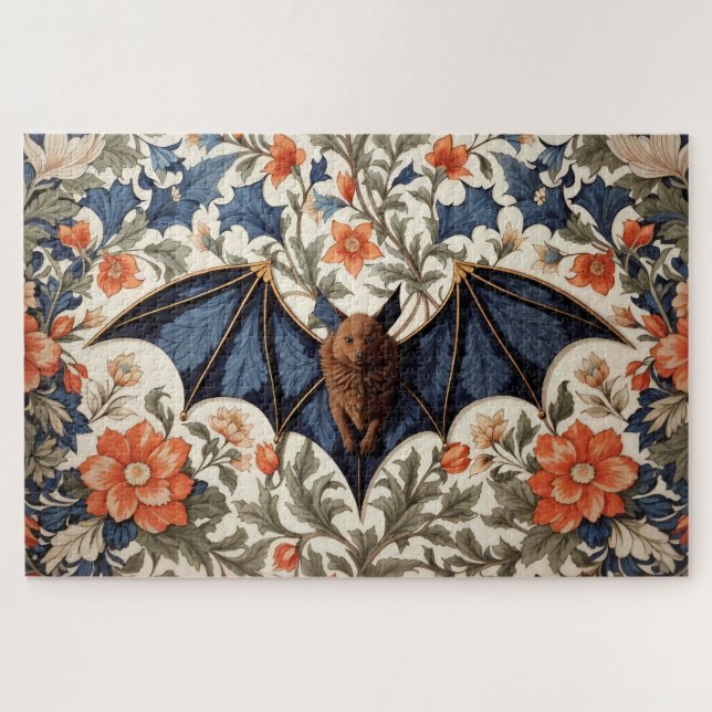 Fledermaus William Morris inspirierte Blumenmuster (Horizontal)