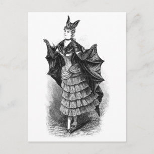 Fledermausdame im Vintage-Stil Postkarte
