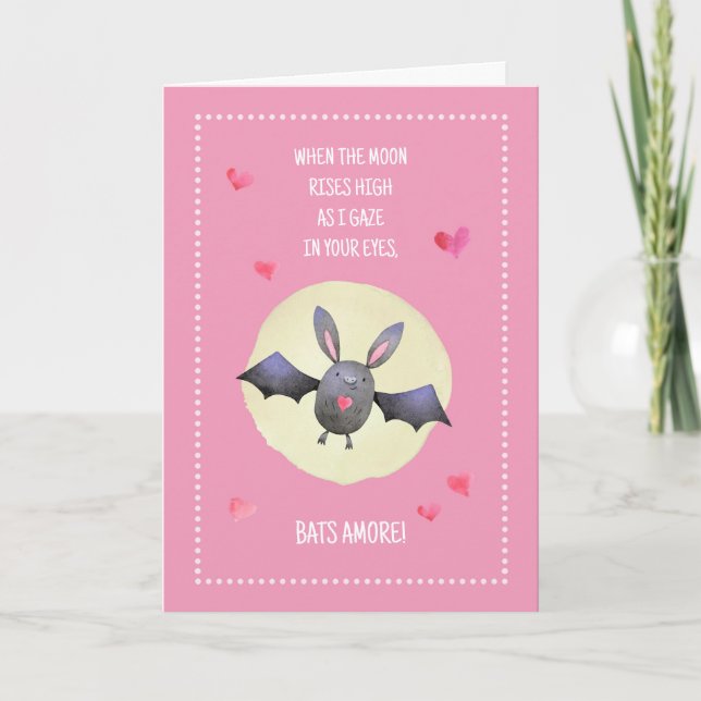 Fledermäuse Amore Niedlich Bat Valentine 12x18" Ge Karte (Vorderseite)