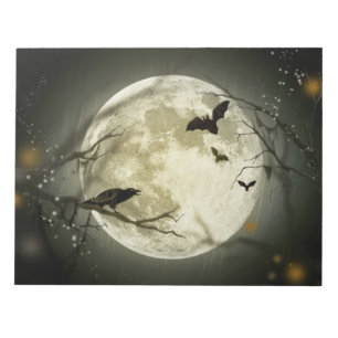 Fledermäuse auf dem Mond zu Halloween Notizblock