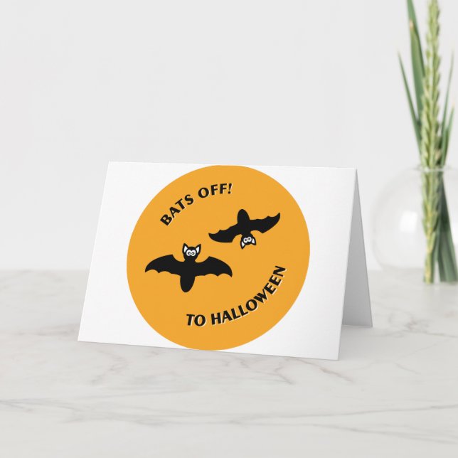 Fledermäuse bis zu Halloween-Orangenkreis Karte (Vorderseite)