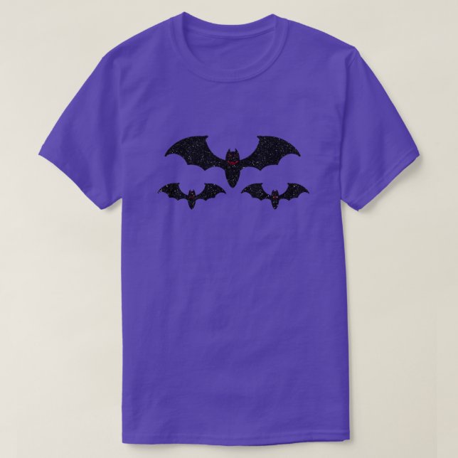Fledermäuse Halloween Glitzer T - Shirt (Design vorne)
