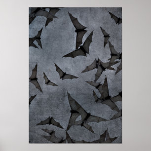 Fledermäuse im dunklen wolkigen Himmel Poster